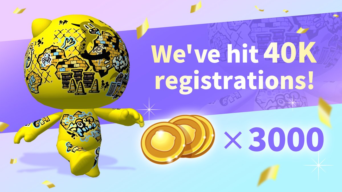 PlayToyverse's tweet photo. We've hit FORTY THOUSAND registrations! To celebrate, we’re giving away 🪙x3000 to everyone after the full release! https://t.co/evw7OZHab6