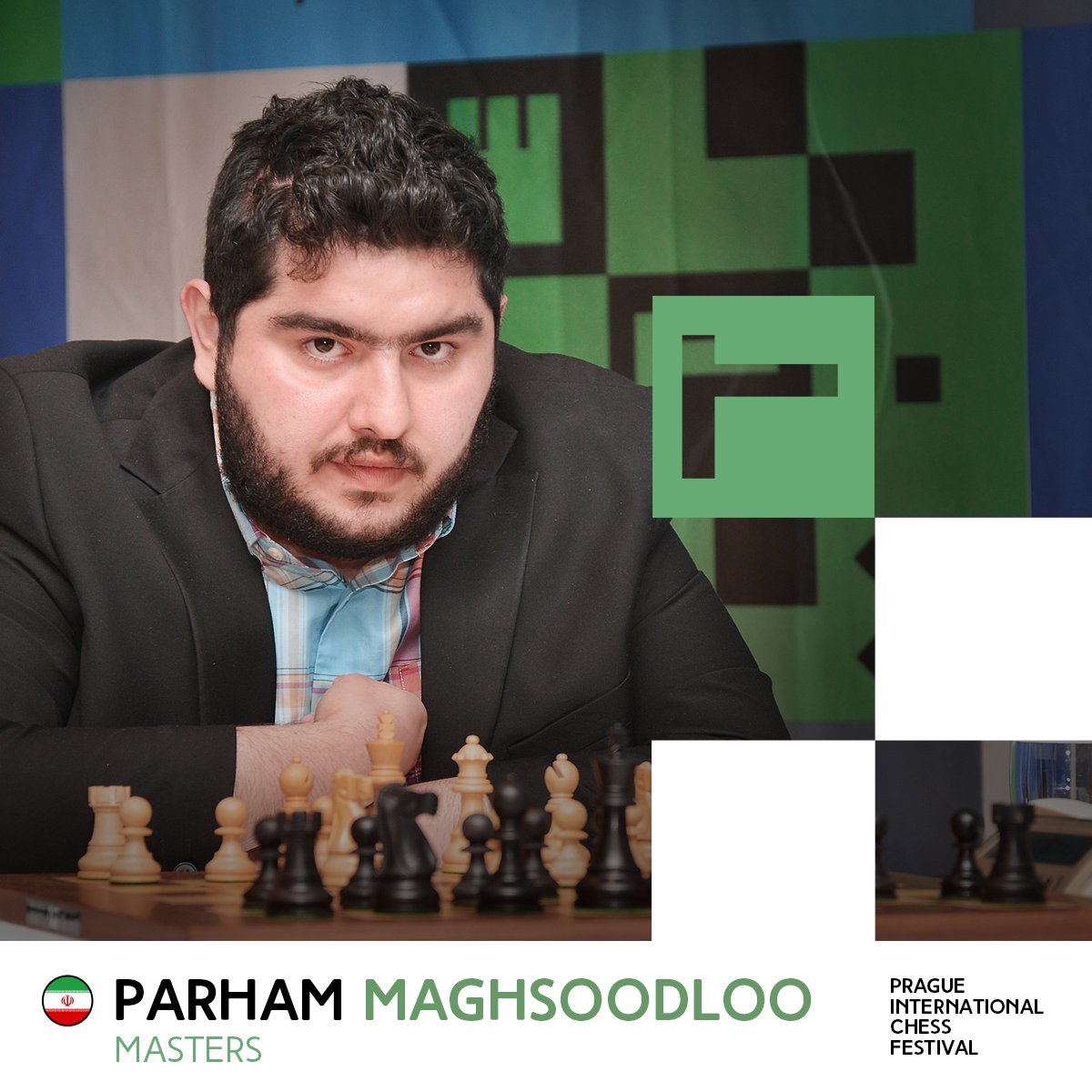 📣Introducing another player of the Masters tournament. Iranian Grandmaster <a href="/PMaghsoodloo/">Parham Maghsoodloo</a> will come to Prague for the 6th edition of PICF!

🇨🇿Představujeme dalšího hráče turnaje Masters. Do Prahy přijede na 6. ročník PICF íránský velmistr Parham Maghsoodloo.