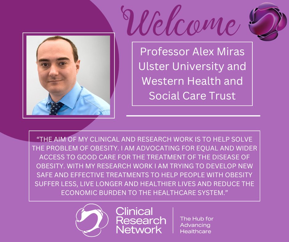 We are pleased to welcome @AlexanderMiras @WesternHSCTrust @UlsterUni as our new Diabetes Clinical Co-Lead for the Clinical Research Network. Check our Professor Miras's profile on our Website here: nicrn.hscni.net/research/diabe…