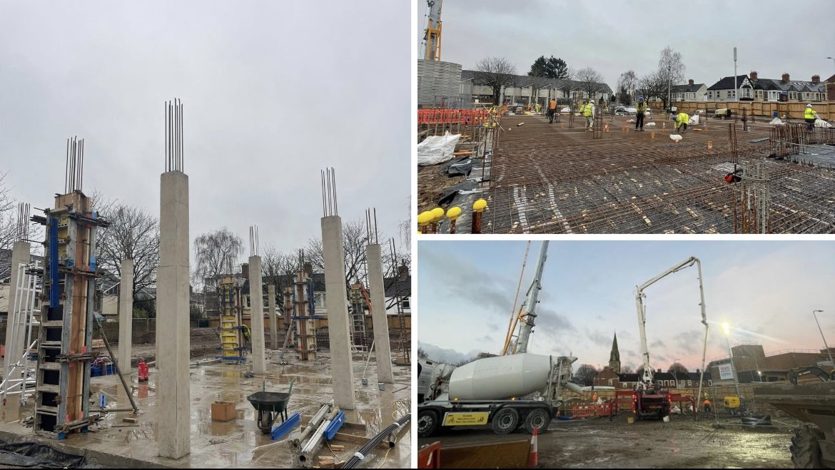 We are delighted to announce a huge milestone - Leckwith Road Community Living @cardiffcouncil project. 📢 
 
In collaboration with our supply chain partner @GroupStephenson concrete frame progressing quickly & great to see second half of ground floor slab poured before 🎄break.