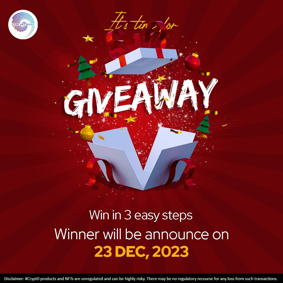 gyretoken's tweet photo. ✨𝑮𝒀𝑹𝑬 𝑪𝑯𝑹𝑰𝑺𝑻𝑴𝑨𝑺 𝑮𝑰𝑽𝑬𝑨𝑾𝑨𝒀 𝑰𝑺 𝑯𝑬𝑹𝑬!✨
Follow these quick steps:
1⃣ Like and Retweet
2⃣ Follow @GyrNetwork
3⃣ Tag your 2 Friends in a single comment below
Hurry, the giveaway ends within 48 hours⌛️
Good luck to all participants!👍
#gyrenetwork #ChristmasGift #Christmas2023 #Giveaway