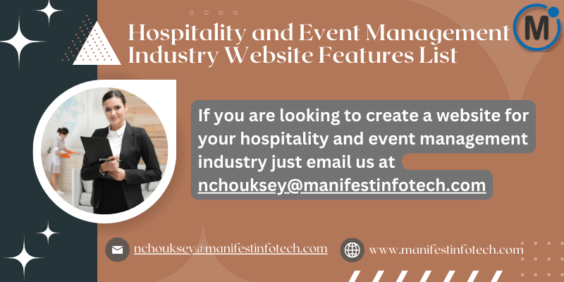 Hospitality and Event Management Industry Website Features List
manifestinfotech.com/blog/hospitali…

#EventBooking #VenueShowcase #EventCalendar #OnlineTicketing #CateringServices #AccommodationBooking #CustomEventPackages #FloorPlans #ClientTestimonials
