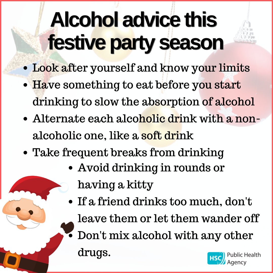 Christmas is a great time to relax with friends and family so don’t let #alcohol ruin a good time. Follow these tips for safer drinking and find out more about the effects of alcohol on the body and its impact on you and those around you at DrugsAndAlcoholNI.info @NIDACTS