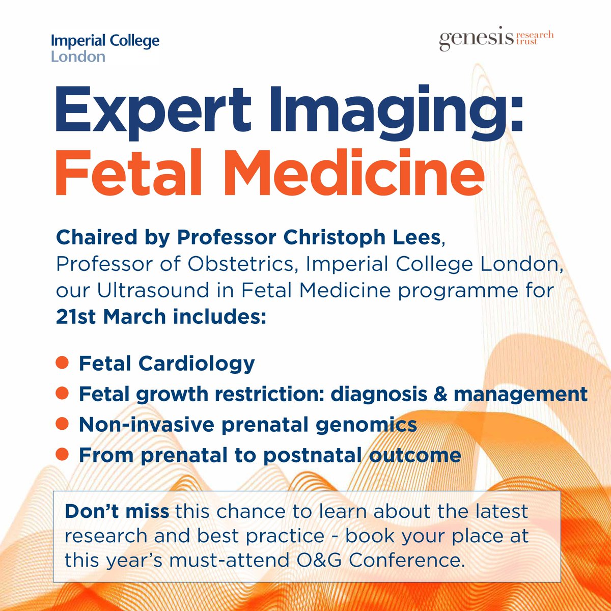 Day 1 of #fetal #medicine at Expert Imaging in #Obstetrics & #Gynaecology 2024 is set to cover the latest #medical research, best-in practice techniques across these areas👇 With only 3 months to go, spaces are filling fast secure your place 👉bit.ly/3ryXiIq