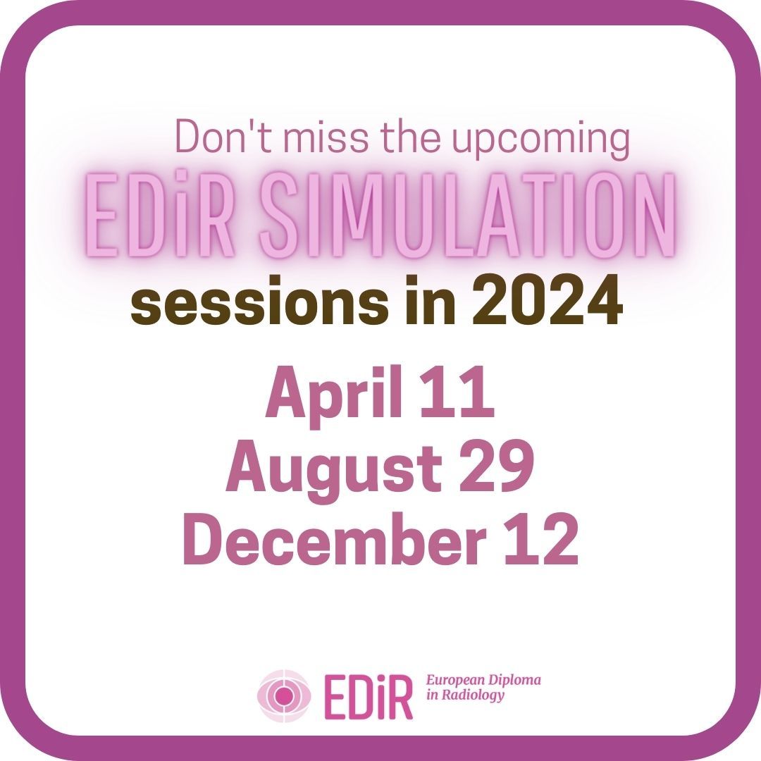 don't miss the EDiR Simulation Sessions in 2024! Register now and get a special offer for early birds. Apply before January 8 to receive a discount code for EDiR self-assessments. Secure your spot today and excel in the EDiR exam. #EDiRSimulation #Radiology #Excellence.