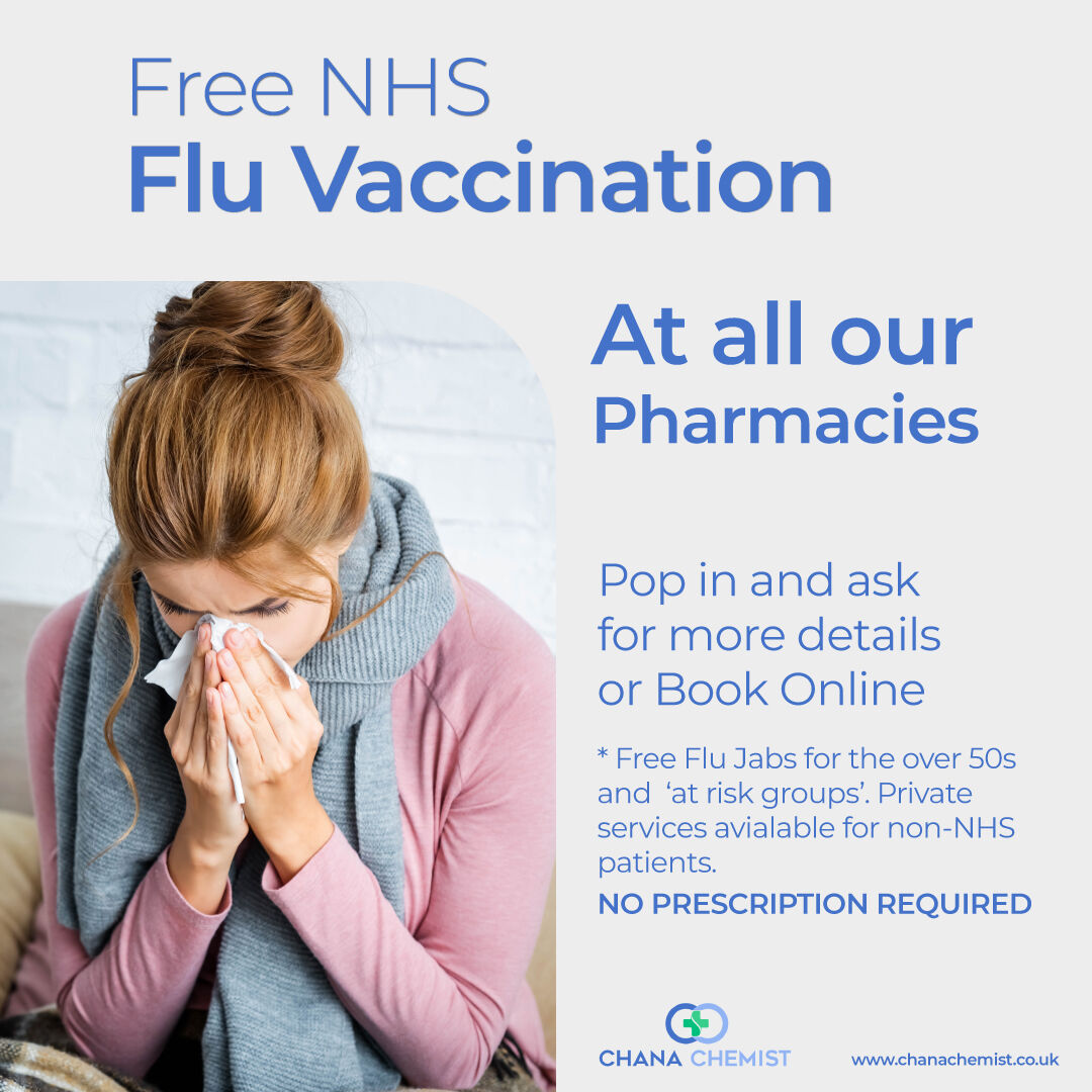 We offer the free NHS flu jab service for eligible patients. Private flu vaccination service is also available at competitive prices. 

#flu #jab #vaccination #FluJab #NHSFluJabs #Freeflujabs #StayWellThisWinter #Stayhealthy #Influenza #pharmacy #Chana #Chemist