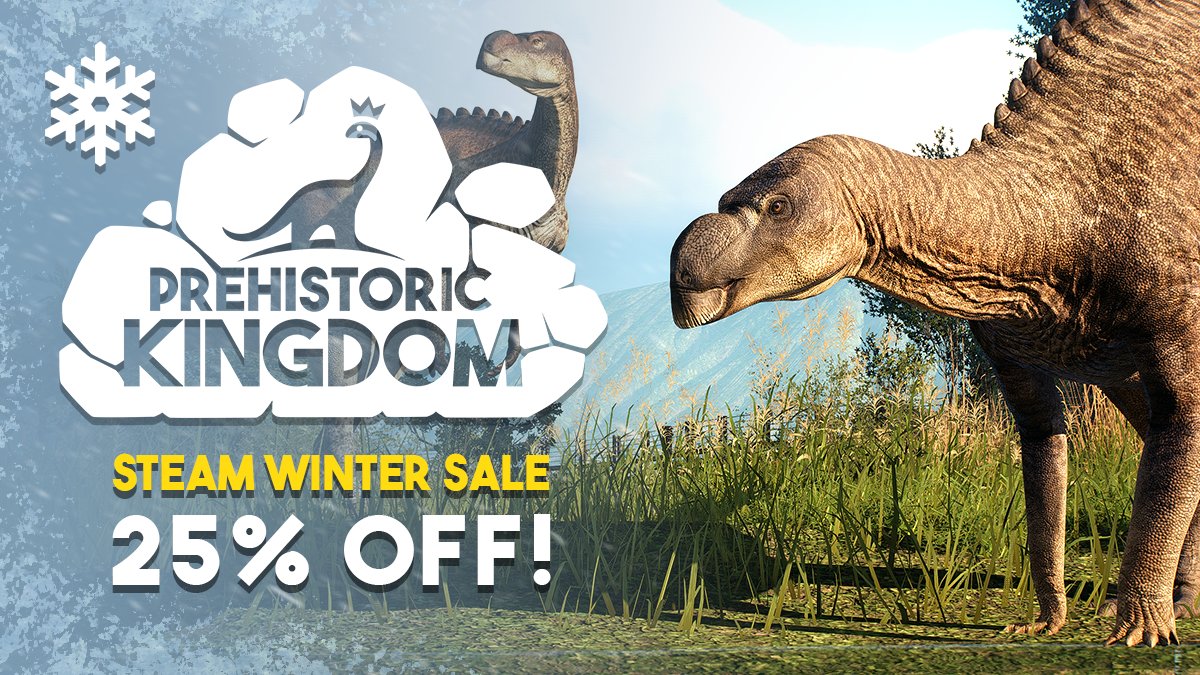 Don't forget to check out the #SteamWinterSale!❄️ Grab Prehistoric Kingdom for 25% off and experience the lush Tanzanian grasslands along with 4 brand new species. 🦕Purchase Today! bit.ly/pk_steam #dinosaur #indiegame