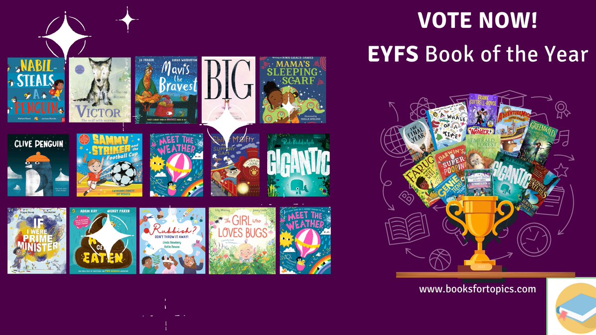 🏆 What a selection of BOOKS OF THE YEAR! If you spot a favourite in this EYFS (3-5) category, be sure to vote here: booksfortopics.com/booklists/best…