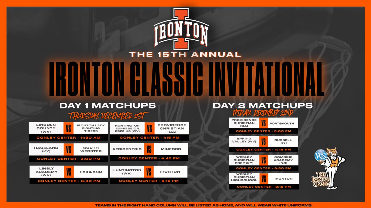 Ironton Classic Schedule 🏀🐅🖤