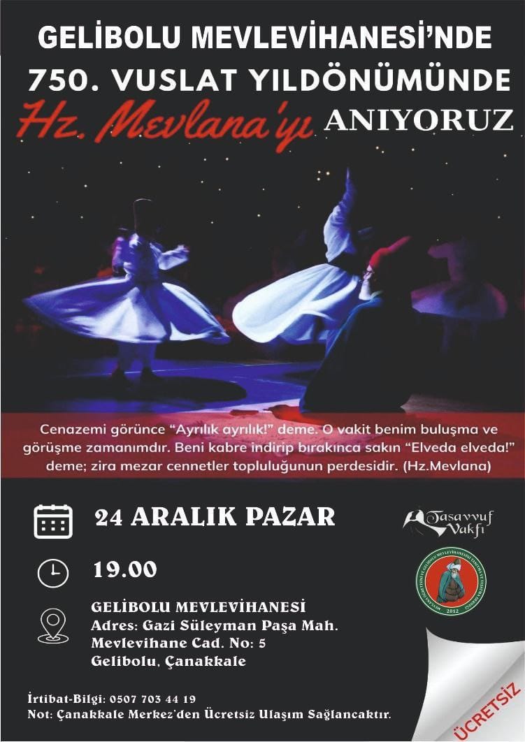 Hz. Mevlana, Gelibolu Mevlevihanesi’nde Anılacak 

ayyildizgazetesi.net/hz-mevlana-gel…