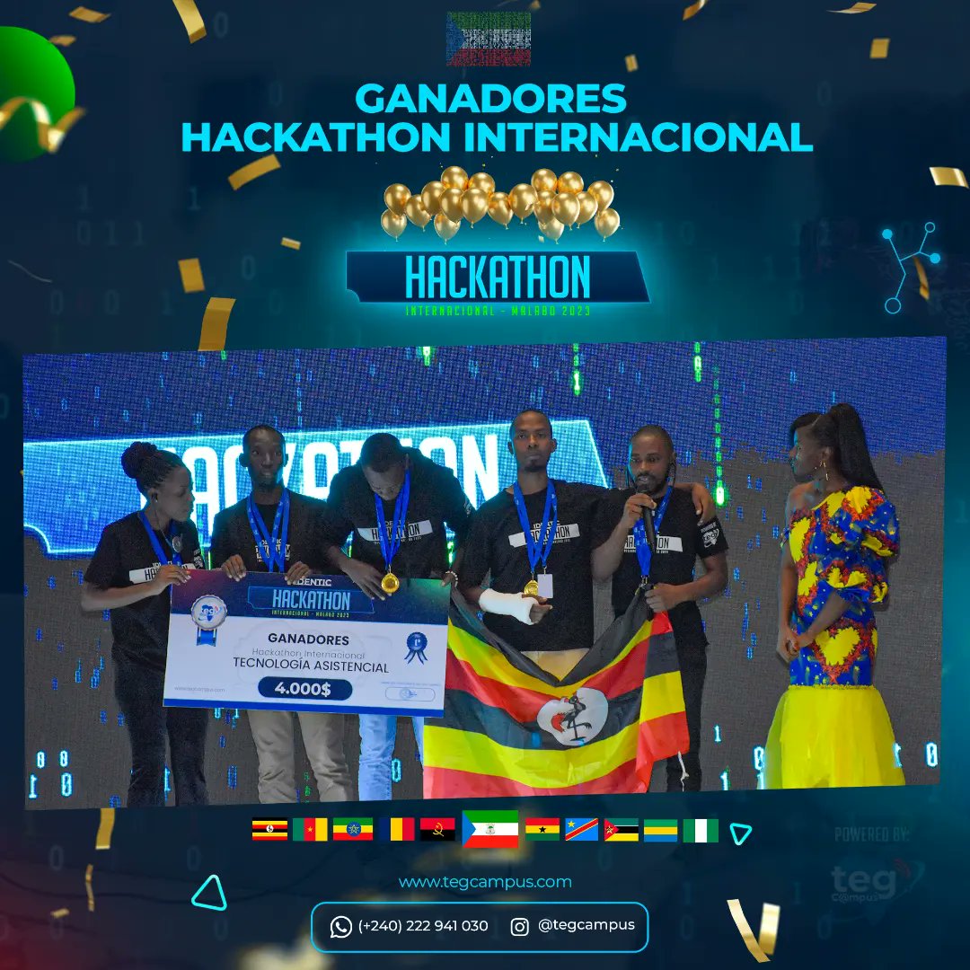 UGANDA gana el primer premio del HACKATHON INTERNACIONAL MALABO 2023 🇺🇬👌🏾🥳