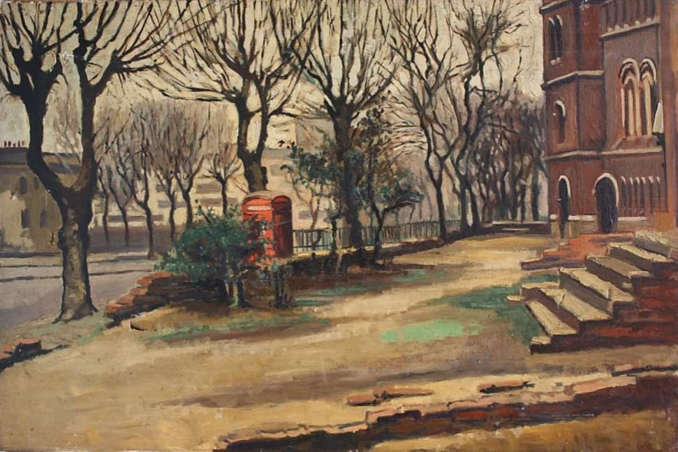 Good morning, Ian @longitch & thank you, as always. Here's another view of 'St James the Less' by Albert Turpin from his post-war work in the mid to late 1950s. #AlbertTurpin #BethnalGreen #EastLondonGroup