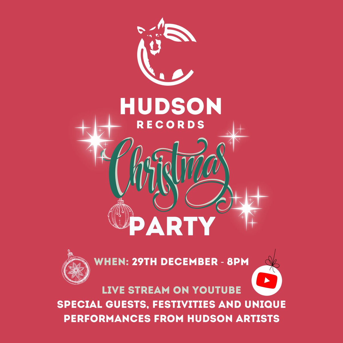 🎄 Record Label Party 🎄 Tune in on 29th Dec for exclusive performances from @hudson_records artists and share a festive dram with us 🥃