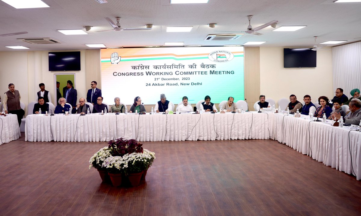 K C Venugopal (@kcvenugopalmp) on Twitter photo Under the leadership of INC President Sh. Mallikarjun <a href="/kharge/">Mallikarjun Kharge</a> ji, in the presence of CPP Chief Smt. Sonia Gandhi ji and Sh. <a href="/RahulGandhi/">Rahul Gandhi</a> ji, the Congress Working Committee is under way at the AICC HQ.
This CWC meeting will set the stage for our mega campaign for the Lok Sabha Under the leadership of INC President Sh. Mallikarjun <a href="/kharge/">Mallikarjun Kharge</a> ji, in the presence of CPP Chief Smt. Sonia Gandhi ji and Sh. <a href="/RahulGandhi/">Rahul Gandhi</a> ji, the Congress Working Committee is under way at the AICC HQ.
This CWC meeting will set the stage for our mega campaign for the Lok Sabha