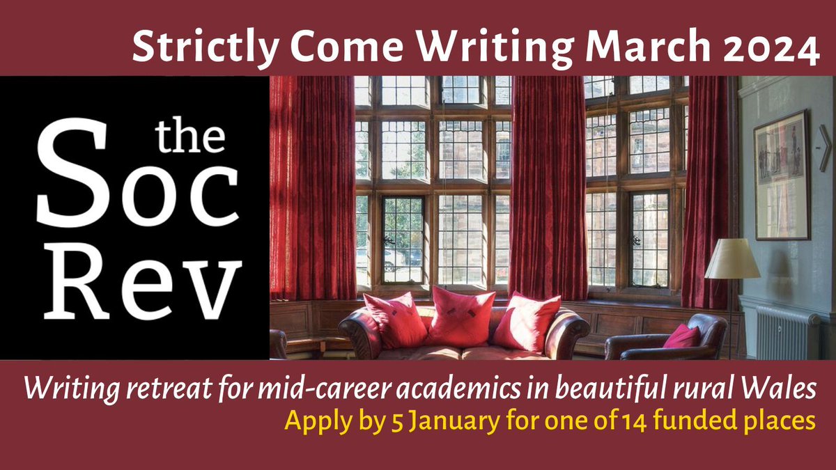 Room to think, time to focus, help to write: apply to Strictly Come Writing, our funded three-day writing retreat for mid-career scholars this March at beautiful @GladLib in rural Wales. Don’t delay! 5 January is the deadline to apply. Find out more: buff.ly/3N59mcm