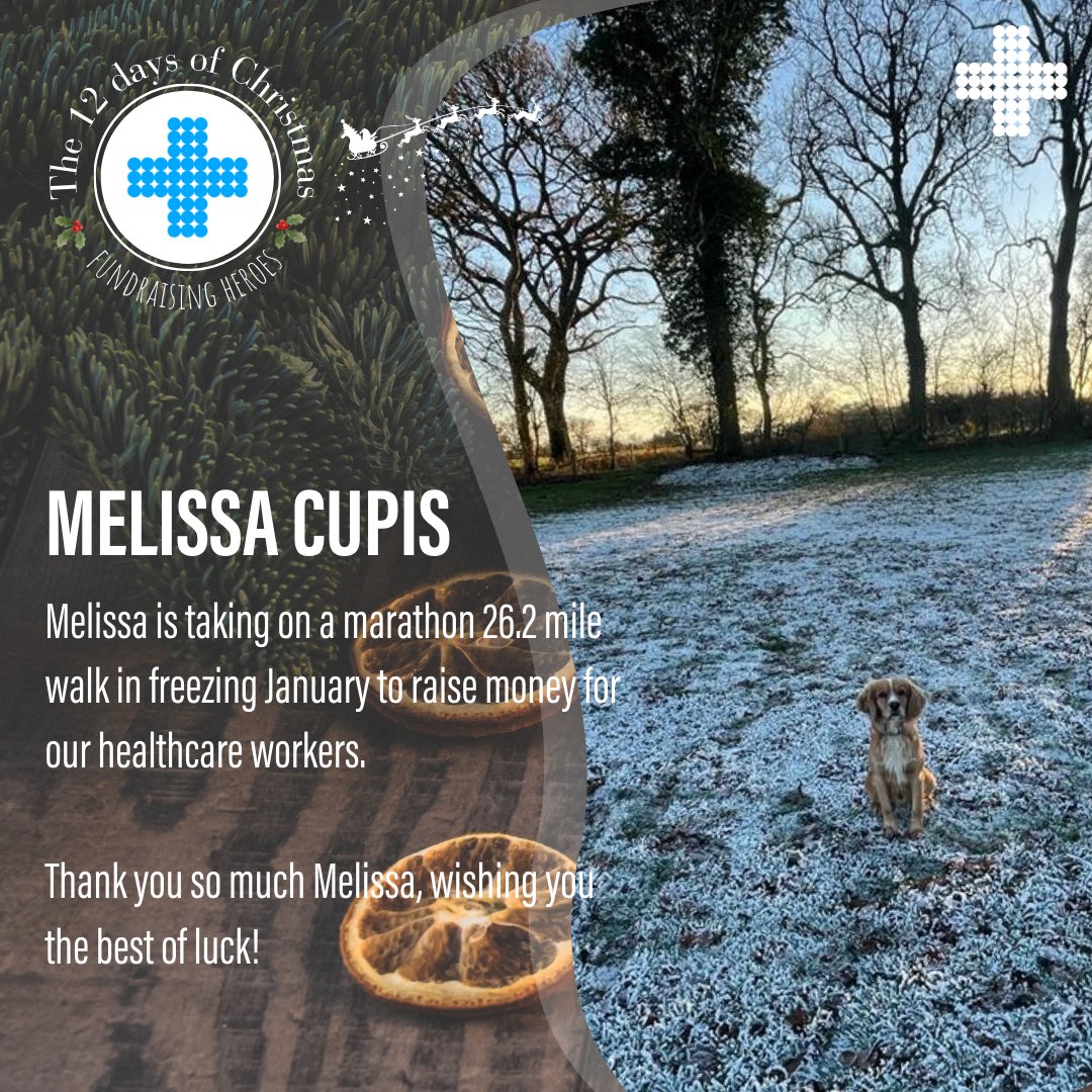 On the ninth day of Christmas, we are thanking Melissa Cupis for her support! If you want to support Melissa in her fundraising, you can do so here: justgiving.com/page/melissa-c… #fundraising #healthcareworkers