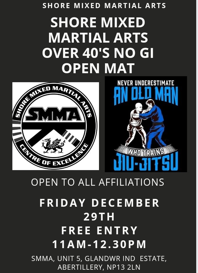 Just a reminder that we are holding an over 40s No Gi Open Mat on Friday 29th December. 11am-12.30pm 🔥 This is open to all gyms. 👍 See you all there 👊