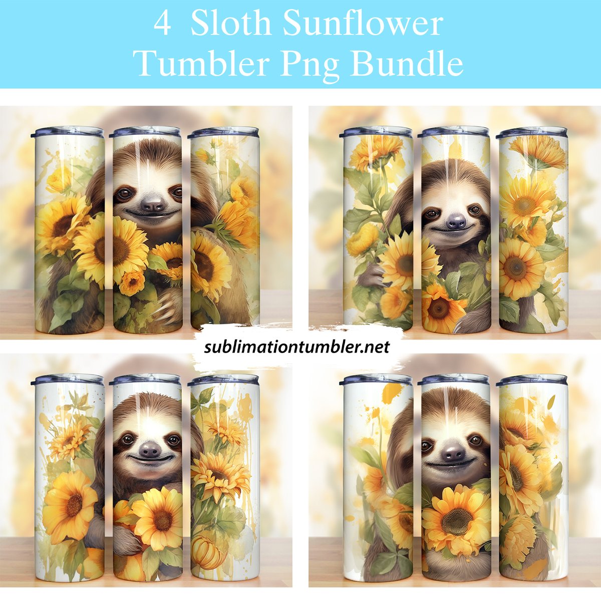 Check out this adorable #CuteSloth sunflower tumbler PNG! Perfect for anyone who loves sloths, sunflowers or cuteness. Get yours today and spread the word! #slothsunflower #tumbler #png