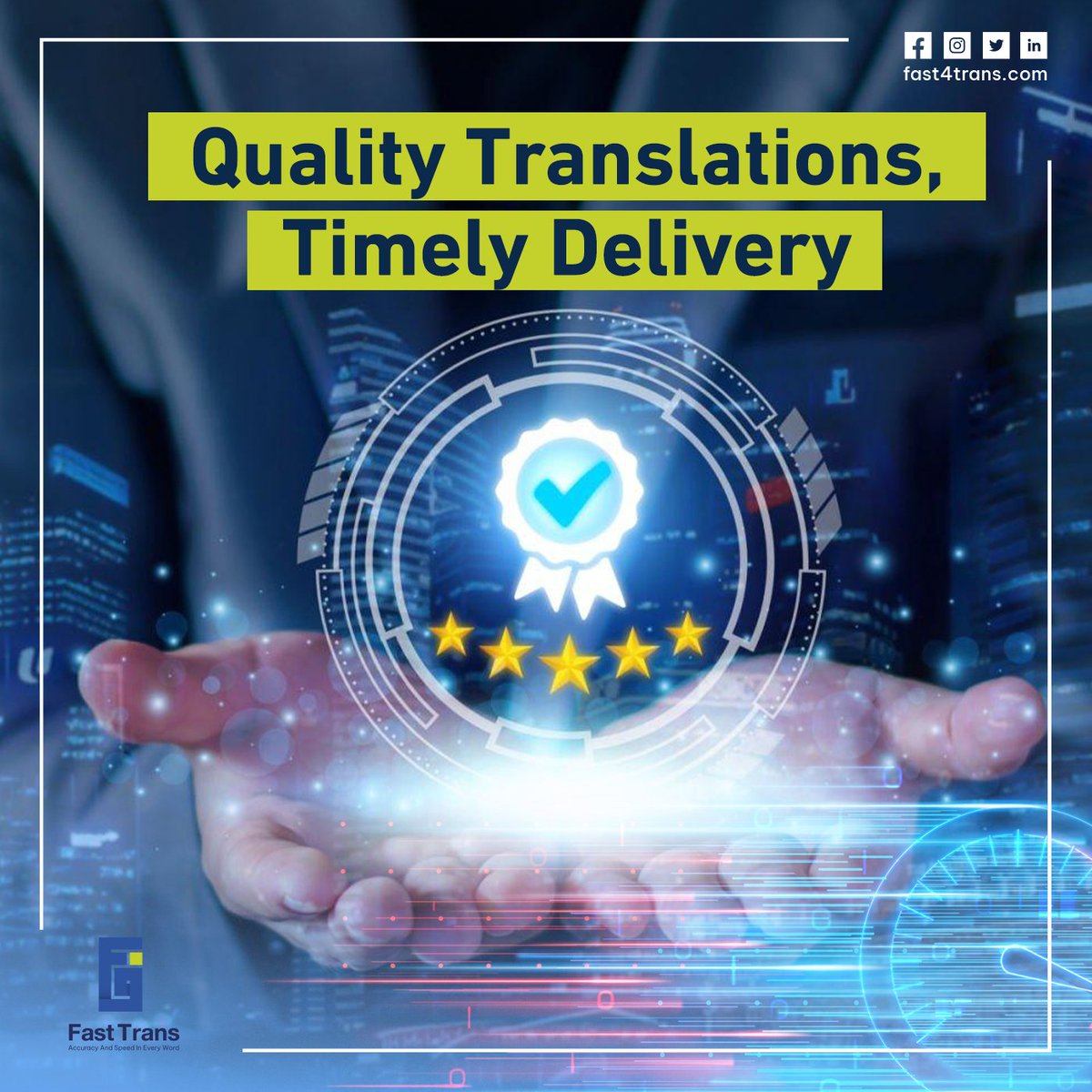 FastTrans21's tweet image. At Fast Trans, we understand that time is crucial. We are committed to delivering accurate, culturally appropriate translations within your deadlines without compromising on quality. Let us help you communicate effectively across language barriers.
#FastTrans
#QualityTranslations
