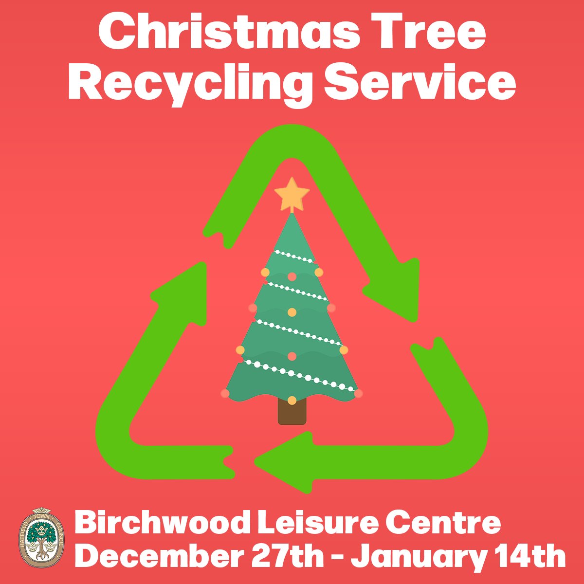 We know it's way too early to be thinking about post-Christmas, but we're operating a Christmas tree recycling service from Birchwood Leisure Centre from 27 December.

Until then, enjoy a wonderful Christmas!

#Christmas2023 #WelwynHatfield