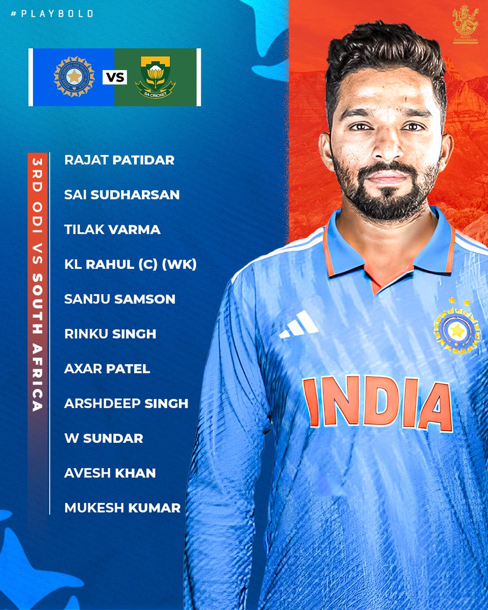 🇿🇦 have won the toss, and 🇮🇳 will be batting first in the decider 🪙 ✌️ changes to the side ▪️Ra-Pa gets his maiden ODI cap and replaces the injured Ruturaj Gaikwad 🧢 ▪️Sundar comes in for Kuldeep 🔁 #PlayBold #TeamIndia #SAvIND