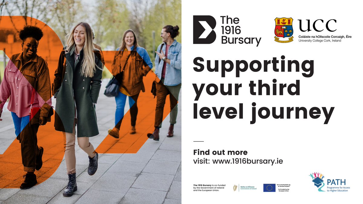UCC hosts an online session to provide information on the #1916Bursary
Today (21st December) - 4pm
Join via the link below
bit.ly/3RQT4Gt
the 1916 Bursary aims to encourage participation & success by students most socioeconomically disadvantaged & under-represented in HE