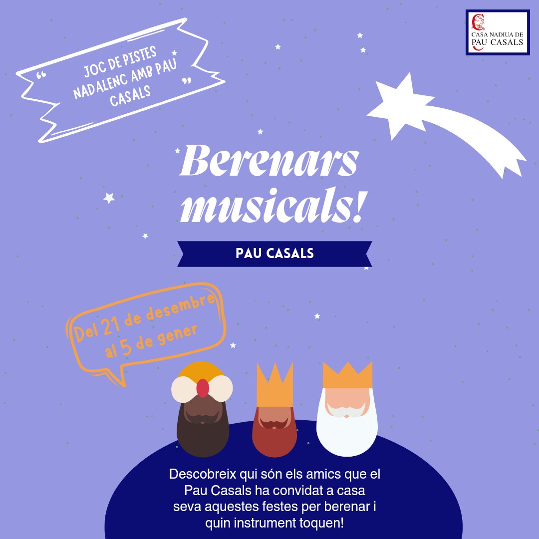 🎁Aquests dies festius acosteu-vos a la Casa nadiua de #PauCasals per investigar quins amics ha convidat el violoncel·lista a berenar i tocar música!

🧩Joc autònom per a famílies! 

🗓️Del 21 de desembre al 5 de gener

Activitat gratuïta!

#EstimemLaCultura #museusdelvendrell