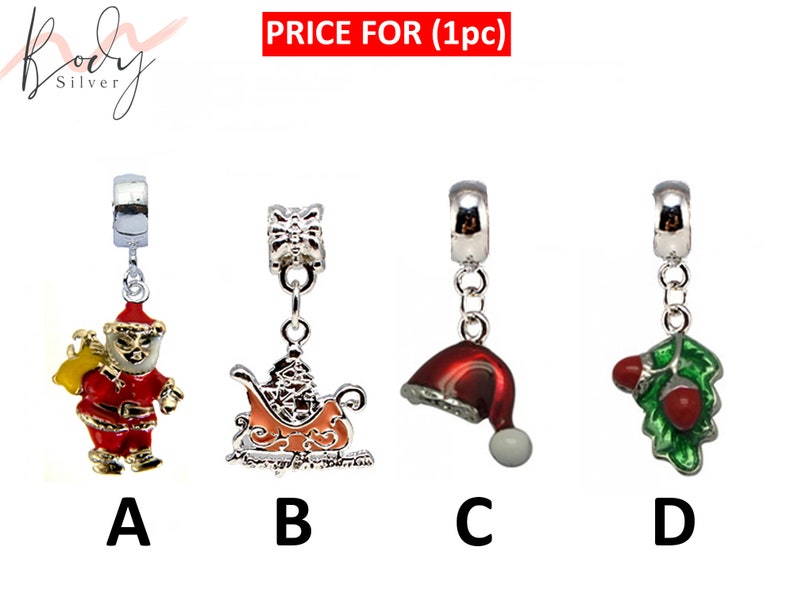 Enamel Xmas Charms Fits European Style Bracelets - Adds On Charm - Attached to charm bracelets or necklaces. Shop ; etsy.com/uk/listing/153…  #enamelcharms #christmascharms #silvercharms #christmascharmsforeuropeanbracelet #charmforeuropeannecklace #santacharms #christmascharms