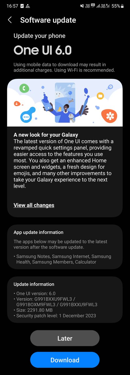 One UI 6.0 released for galaxy s21 5g 

#OneUI6 
#SamsungGalaxyS21
#GalaxyS21