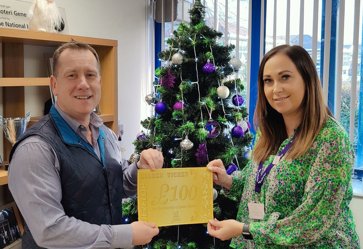 A big thank you to our supplier @DevelopUK for donating a £100 Golden ticket to a local and very worthy charity @Adferiad_ #MentalHealthSupport #MentalHealthAwareness