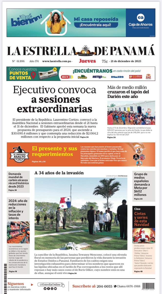 Portadas #Jueves #21dediciembre #Panama 🇵🇦