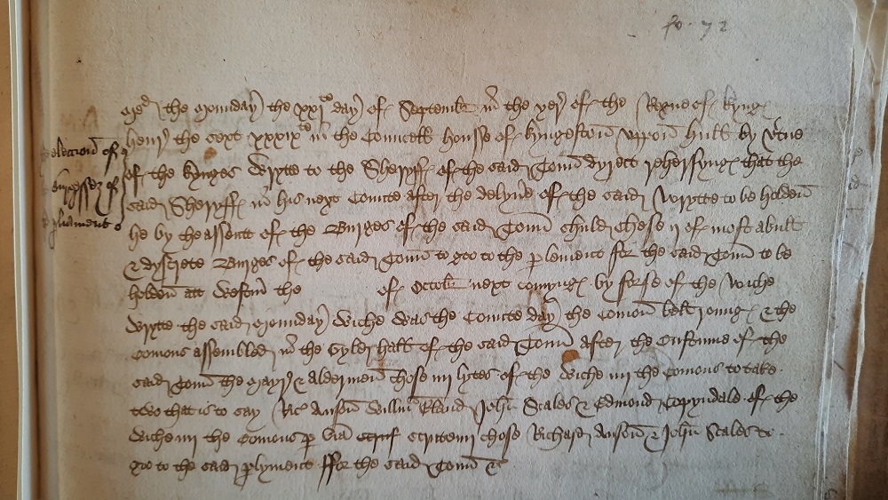 #OTD 1460 Richard Anson, mayor and MP for Hull, was killed at the Battle of #Wakefield fighting for the Lancastrian King Henry VI. Here's the record of his election as MP ('burgess') 21 September previous in the Bench Book [C BRB/1]. @KRIIICentre @Hull_Museums @hull_libraries