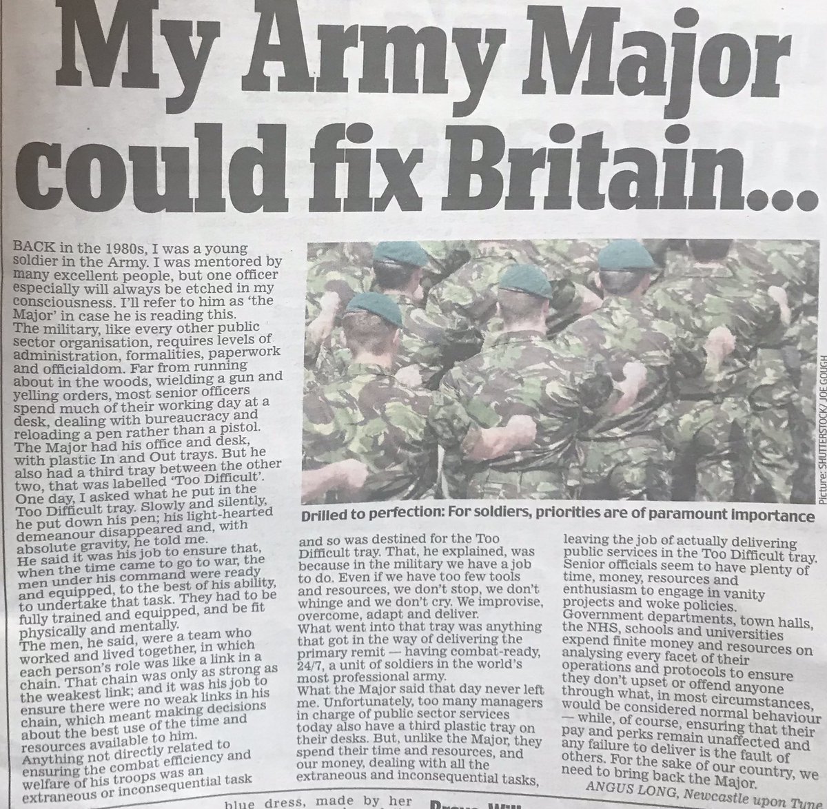 Reading this letter in the Mail today from #AngusLong of Newcastle upon Tyne struck a cord . Recalling my Troop Sgt words …#JFDI