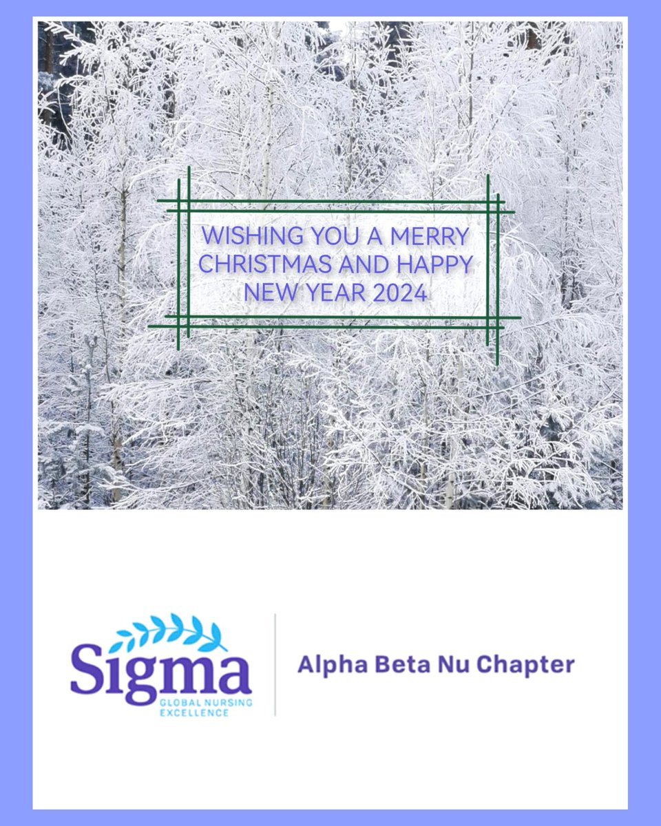 Alpha Beta Nu Chapter (@alphabetanu611) on Twitter photo ✨Alpha Beta Nu Chapter thanks all our chapter members and collaborators for the past year’s fruitful encounters. Happy holidays for all of you!✨
<a href="/SigmaNursing/">Sigma Nursing</a>
<a href="/RegionSigma/">Sigma European Region</a>
#nursing
#nurses
#hoitotyö
#AlphaBetaNu ✨Alpha Beta Nu Chapter thanks all our chapter members and collaborators for the past year’s fruitful encounters. Happy holidays for all of you!✨
<a href="/SigmaNursing/">Sigma Nursing</a>
<a href="/RegionSigma/">Sigma European Region</a>
#nursing
#nurses
#hoitotyö
#AlphaBetaNu