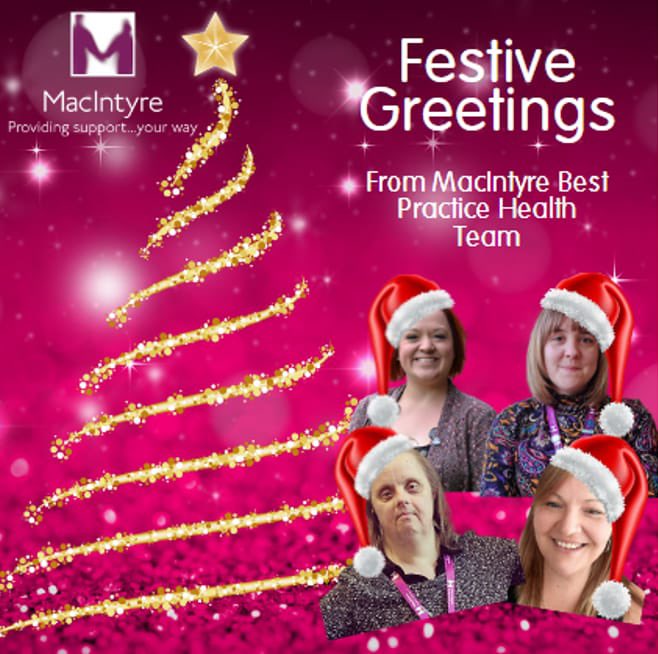 Wishing you a peaceful holiday from @meetmacintyre health team. The team is preparing lots of exciting projects for 2024 making sure their focus is to support people #learningdisability #Autism to have the best health outcomes possible @NicolaP321 @MWilding5 @Furniss8Rachel 💜