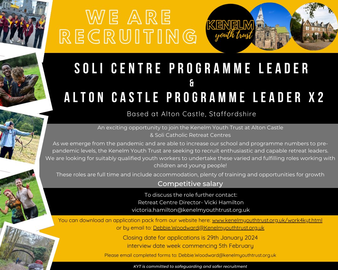 Ready to turn your passion for youth ministry into a meaningful mission? We're recruiting for Programme Leaders at Alton Castle & Soli! 🌟 Email for details and help us spread the word! #MissionYear #YouthMinistry #OpportunityKnocks #KenelmYouthTrust #Soli #altoncastle