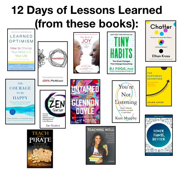 On the 11th Day of Lessons, the authors gave to me... 

Ask, "How can I help?" 
Show compassion for others. 
Contribute. 
Shift the focus off of SELF. 
Humility. 
Make connections. 

#12DaysOfLessons