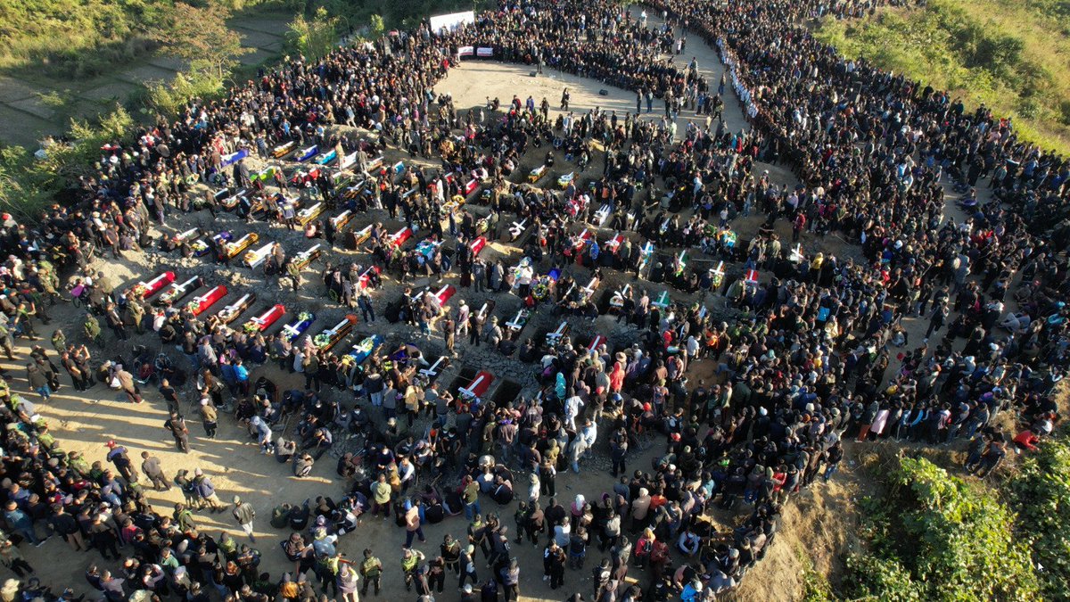 ITLF Press Release
December 20, 2023

The bodies of 87 martyrs from Kuki-Zo community were laid to rest in a mass burial ceremony on Dec 20, 2023, in Lamka District, more than 7 months after being killed in Manipur’s ethnic violence.

The sacrifices of our martyrs are a testament