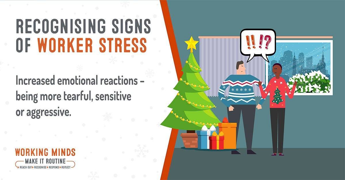 Look for increased emotional reactions like tearfulness or sensitivity as signs of stress. The festive period can heighten emotions. Offer support to struggling colleagues.

For more on signs of workplace stress, visit: workright.campaign.gov.uk/campaigns/work…
 #WorkRight