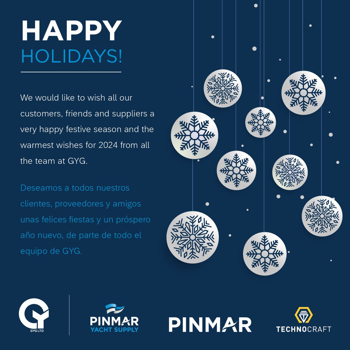 We would like to wish all of our industry partners, customers, friends and suppliers a very happy holiday season from all the team at Pinmar.
We would also like to inform you that our European offices will be closed from December 23rd to January 1st inclusive.