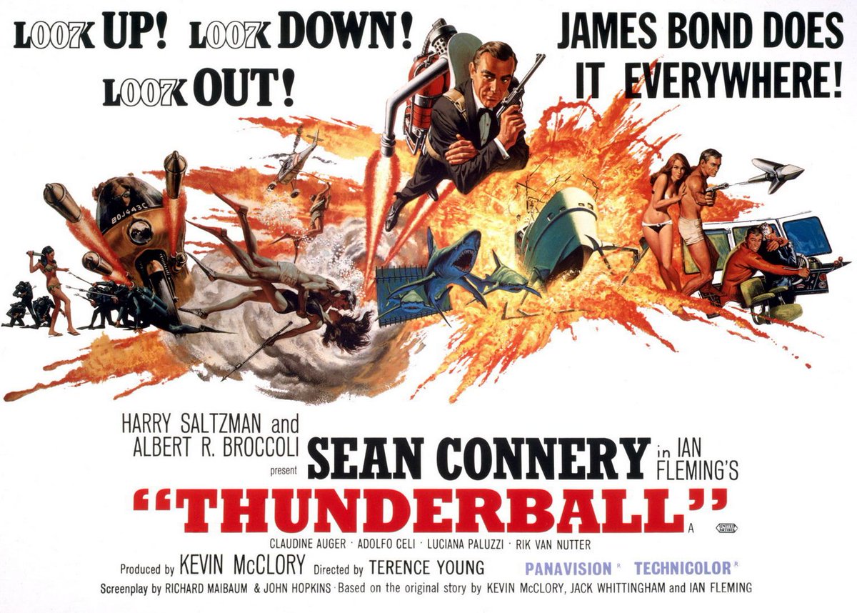 Look up! Look down! Look out! James Bond does it everywhere! Of course he does. 'Thunderball' was released in the US on this day in 1965. - Mike