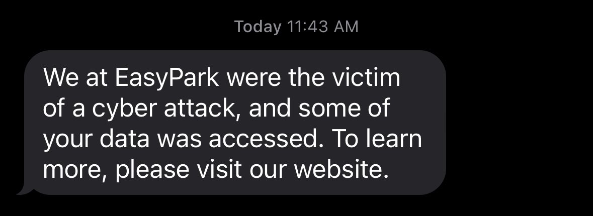 Cyber attack. @easypark likely had no security to begin with