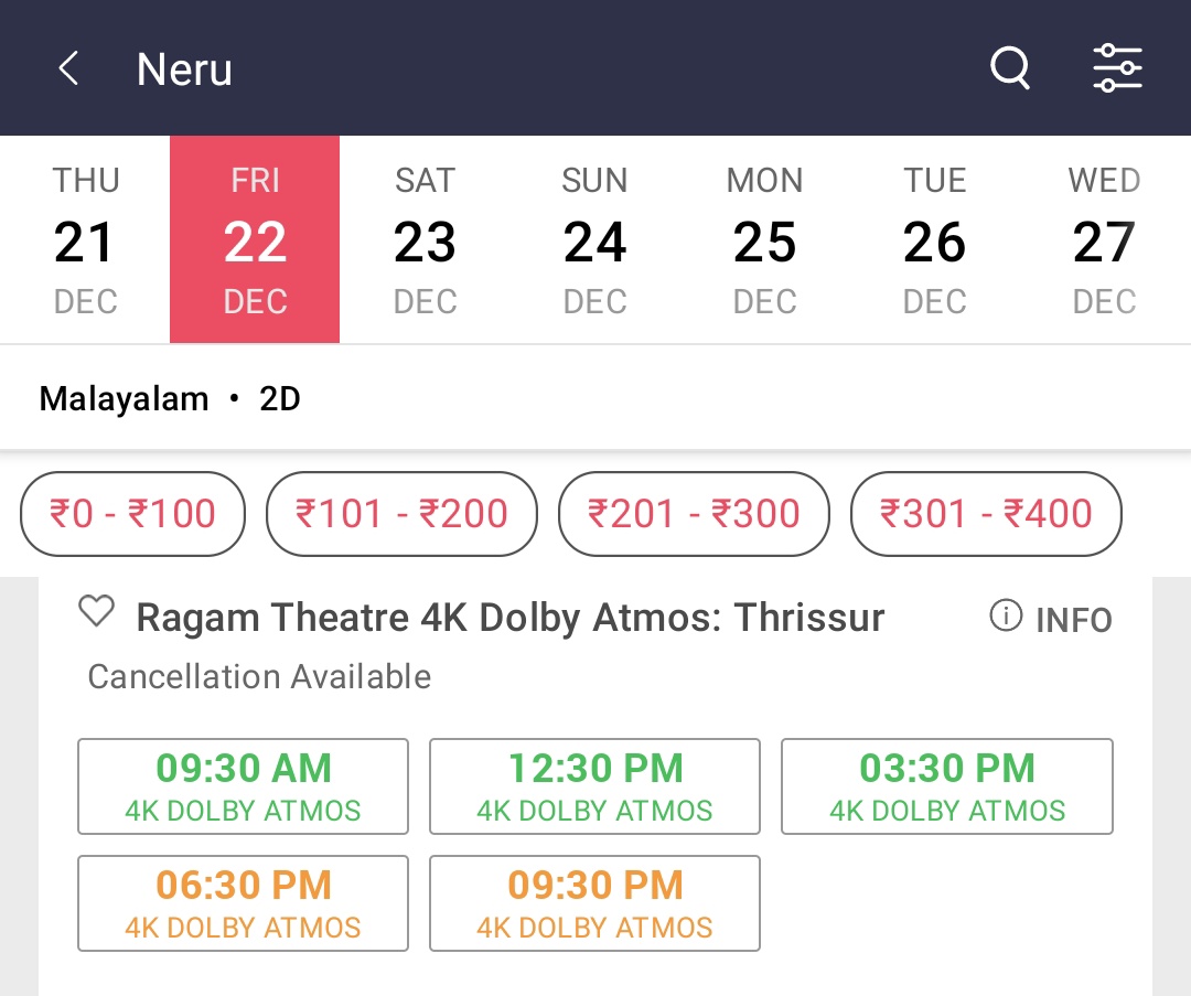 Prestigious Thrissur Ragam Added Extra Morning Show For #Neru Tomorrow ❤️‍🔥

#Mohanlal #NeruOnDec21