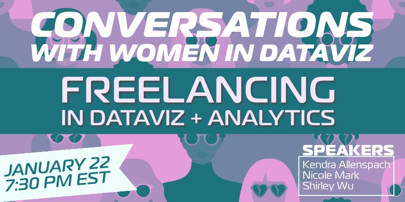 Join us on 1/24/24 for a conversation about freelancing with @sxywu, Kendra Allenspack, and @nicolemark_. RSVP and submit your questions in advance here: womenindataviz.craft.me/conversations-…