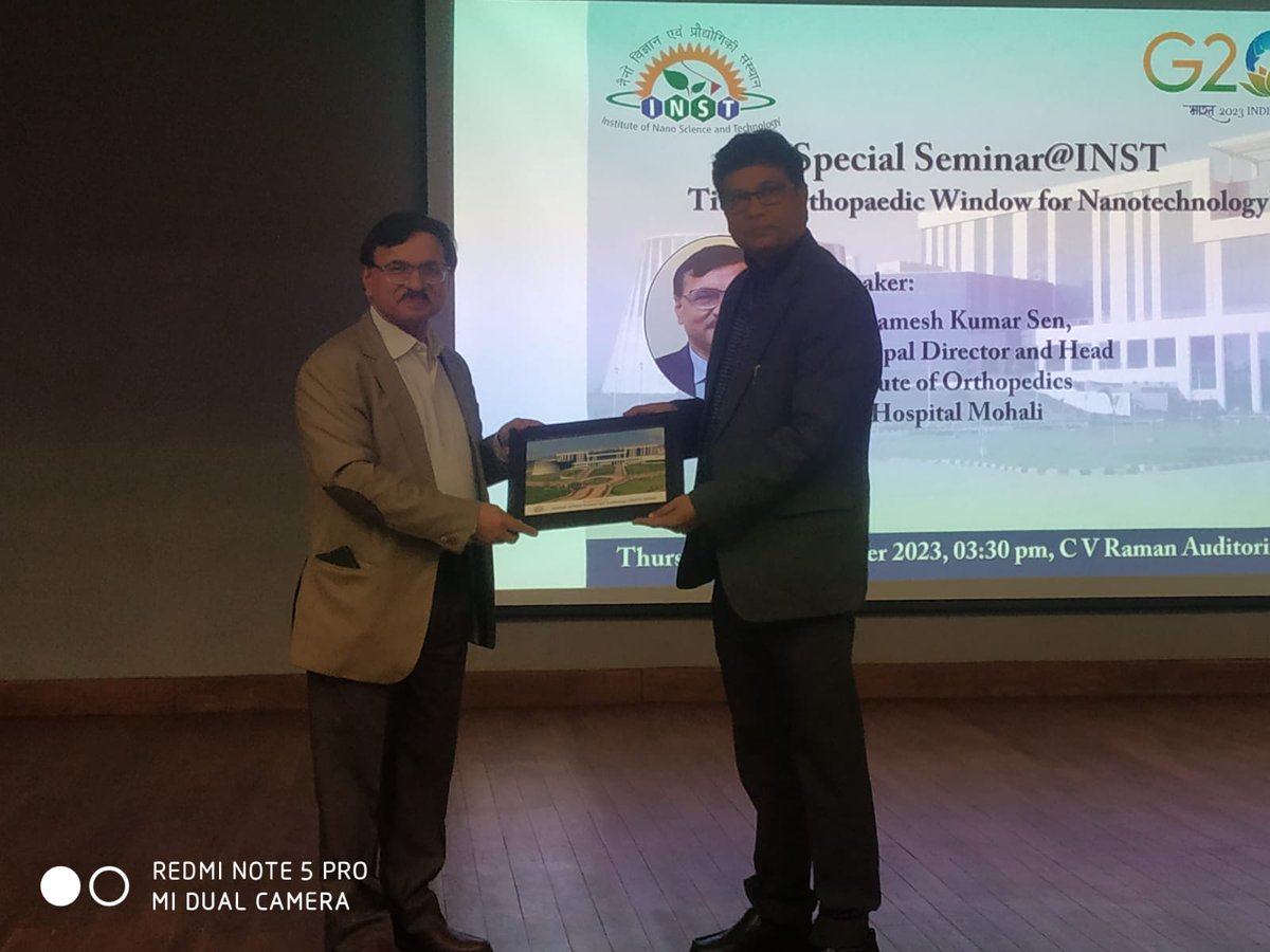 Dr. Ramesh Kumar Sen, Principal Director and Head, Institute of Orthopedics, Max Hospital Mohali delivered a special lecture on “Orthopaedic Window for Nanotechnology” @IndiaDST