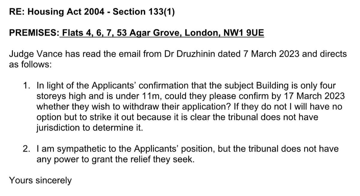 @guy_lynn We were advised by @luhc to apply to the tribunal but unfortunately received the below in response, @team_greenhalgh. @EOCS_Official @LKPleasehold @NLC_2019 @Keir_Starmer @michaelgove @Lee4NED @MikeAmesburyMP @AngelaRayner