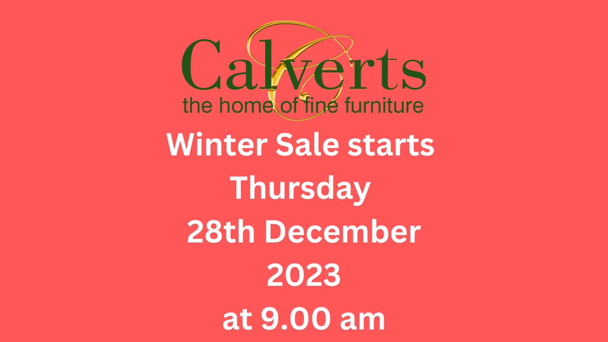 Our annual Winter Sale starts on Thursday 28th December at 9.00am We have discounts off all products throughout the shop. Come and see.