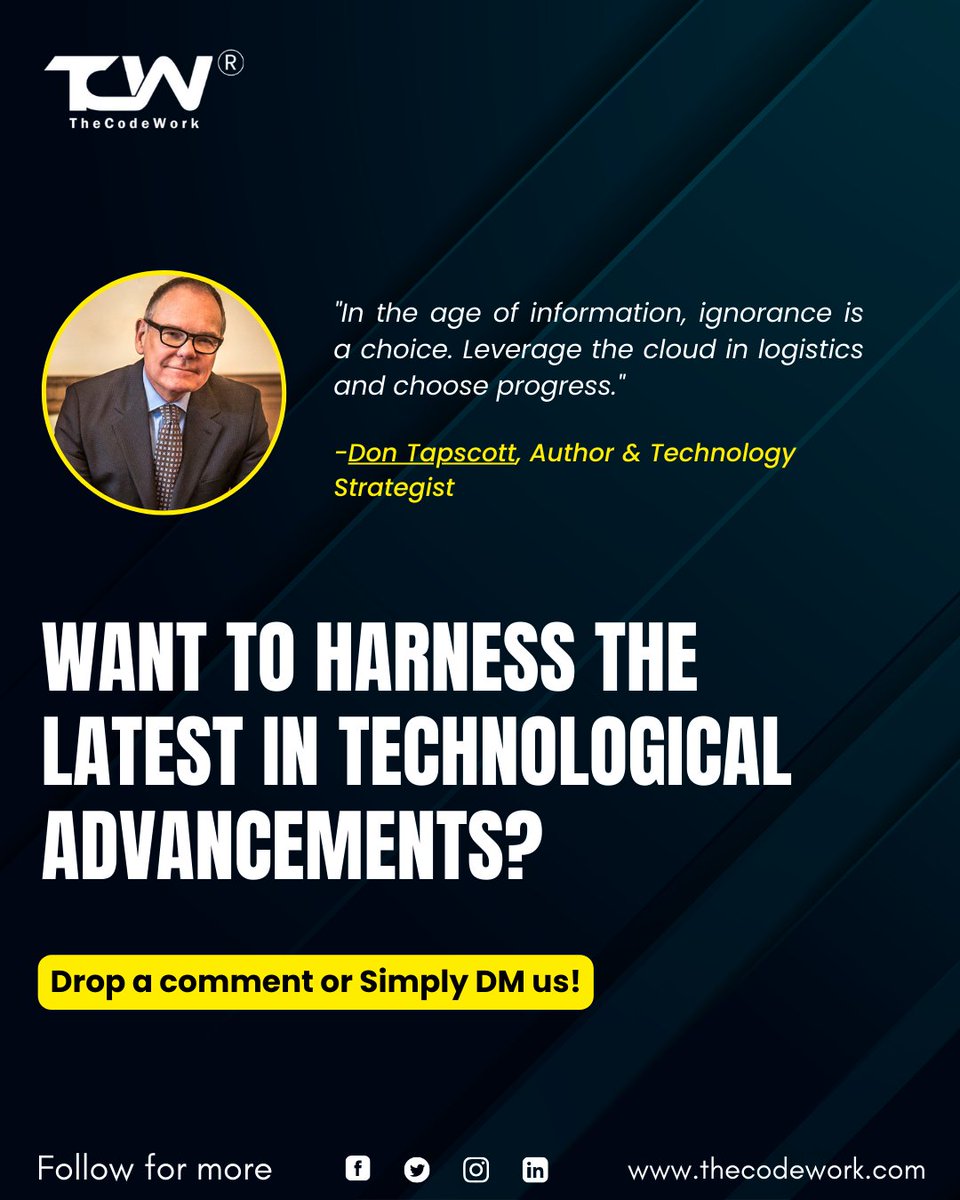 thecodework's tweet image. Want to Harness the latest in technological advancements?
Drop a comment or Simply DM us!
#thecodework #tech #technology #logistics #supplychain
