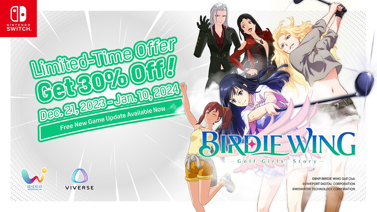 🌟 Year-End Special: Nintendo Switch Game 'BIRDIE WING' is Now 30% OFF! 🌟 Ring in the New Year with a golfing adventure! Dive into loads of fresh content with a free update 🎉✨ 🏌️‍♀️🌈 Embark on an exciting golfing journey: htcvive.co/3RyATUF #バディゴル #BW_golf