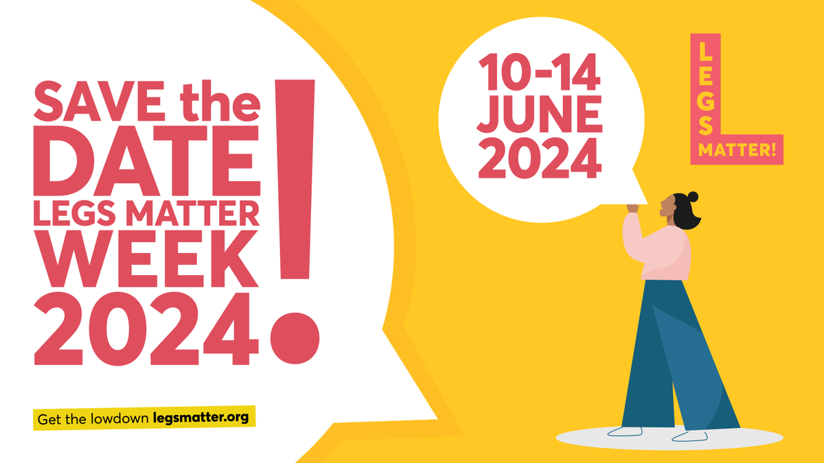 Save the Date! Legs Matter Week is 10th – 14th June, 2024 – we can’t wait! Watch this space for more information and join us in helping to raise the alarm on the hidden harm crisis in the treatment of leg and foot conditions.#legsmatter #hiddenharmcrisis legsmatter.org/legs-matter-we…